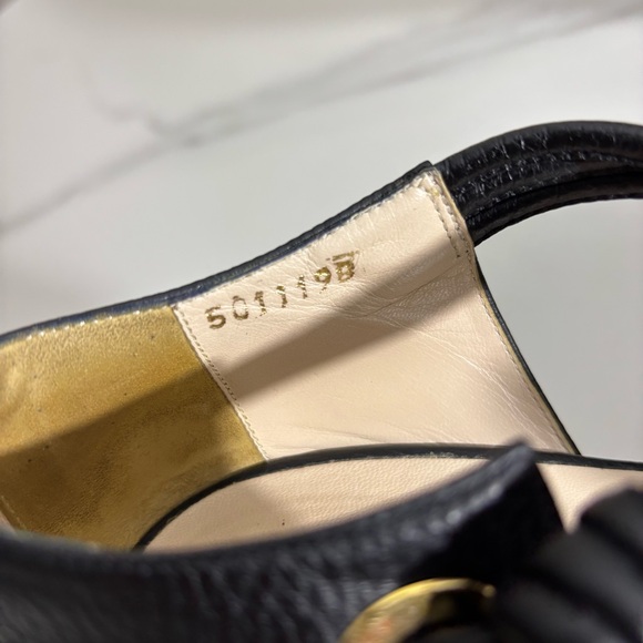 Escada Black Leather Heels with Ankle Strap Sz US 7 - Picture 12 of 13